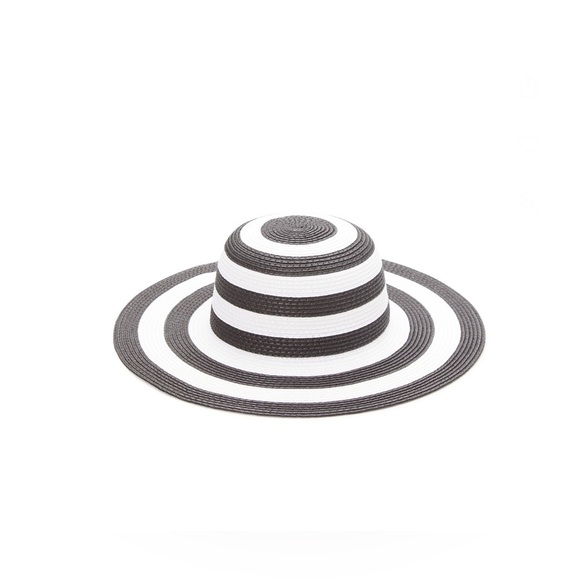Women's chic black & white‎ Stripe Floppy wide brim packable adjustable Hat new - Picture 1 of 3